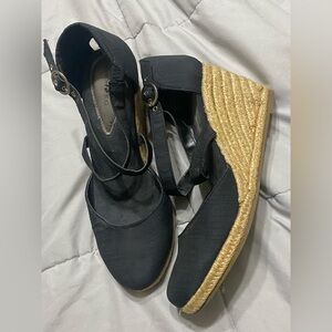 Fashion Bug Black Wedge Espadrilles